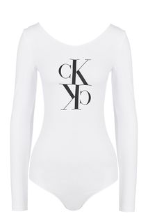 Футболка-боди из хлопка с логотипом бренда Calvin Klein Jeans