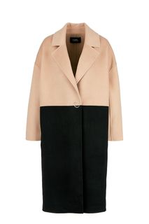 Двухцветное шерстяное пальто на кнопке Karl Lagerfeld
