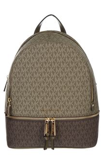 Рюкзак цвета хаки с монограммой бренда Rhea Zip Michael Michael Kors