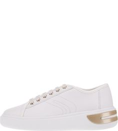 Белые кожаные кеды на объемной подошве Geox