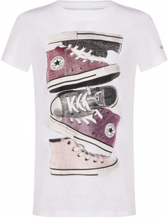 Футболка для девочек Converse Shiny Sneaker Stack Tee, размер 164