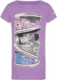 Футболка для девочек Converse Shiny Sneaker Stack Tee, размер 152