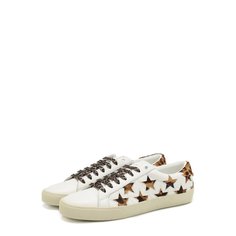 Кожаные кеды Court Classic с меховой отделкой Saint Laurent