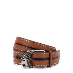 Кожаный ремень с фигурной пряжкой и металлической отделкой Tod’s Tods