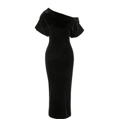 Приталенное бархатное платье с открытым плечом Christopher Kane