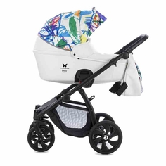 TUTIS Коляска 2 в1 AERO короб+прогулка Белая с разноцветным узором LIMITED EDITION