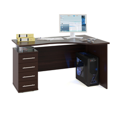 Компьютерный стол Сокол КСТ-104.1Л левый дуб венге, 140х86х75 см., ящики слева