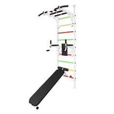 Шведская стенка AstaSport враспор с рукоходом, брусьями и скамьей Asta77 Белая