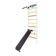 Шведская стенка AstaSport враспор с турником и скамьей Asta57 Белая