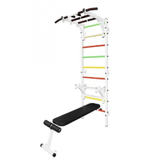 Шведская стенка AstaSport с рукоходом, упорами под штангу и скамьей Asta96 Белая