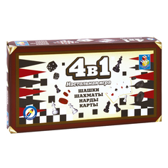 Настольная игра 1Toy 4 в 1 Шашки, шахматы, нарды, карты магнитные Т52451