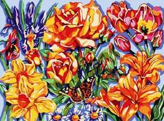 Картина по номерам Paintboy "Бабочка среди цветов", 30x40