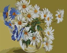 Картина по номерам Paintboy "Бабочка и ромашки", 40x50