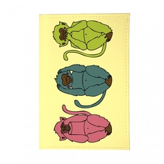 Обложка для автодокументов Mitya Veselkov Три мудрых обезьяны на светло-желтом AUTOZAM387