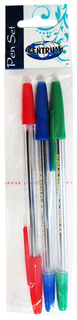 Набор ручек Pioneer 3 шт синий+красный+зеленый CENTRUM