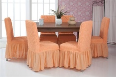 Чехлы на стулья с оборкой Venera "Chair cover", цвет: персиковый, комплект 6 шт