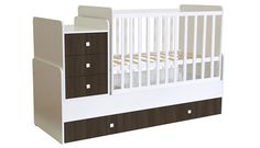 Кроватка-трансформер Polini kids Simple 1111 с комодом, белый/трюфель