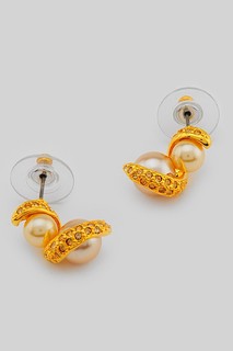 Серьги женские Slava Zaitsev 7837 золотистые/коричневые