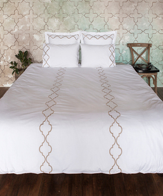 Комплект постельного белья Bovi Roma перкаль, белый/золотой, евро