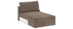 Диван тканевый прямой Портленд Оттоманка 100 см Soft тёмно-бежевый (Вел-флок) Home Me