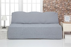 Чехол на трехместный диван без подлокотников и оборки Venera "Sofa", цвет: серый
