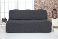 Чехол на трехместный диван без подлокотников и оборки Venera "Sofa", цвет: темно-серый