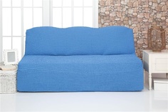 Чехол на трехместный диван без подлокотников и оборки Venera "Sofa", цвет: голубой