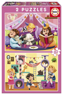 Пазл EDUCA 2х20 деталей Пижамная вечеринка, арт. 17148