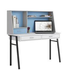 Стол письменный Polini kids Aviv 1455 с надстройкой и ящиками, белый/серый-голубой