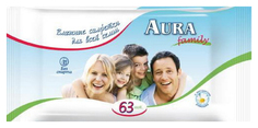 Влажные освежающие салфетки Aura Family 63 шт (931218)