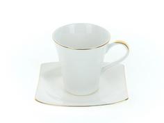 Чайная пара Best Home Porcelain, Золотой каприз, Белый мрамор