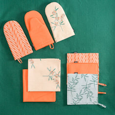 Прихватка из хлопка с графичным принтом Колосья Russian North 22х22 Tkano