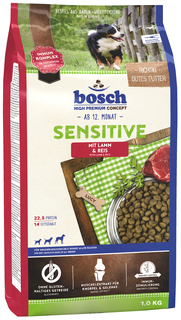 Сухой корм для собак Bosch Sensitive, для чувствительного пищеварения, ягненок, рис, 1кг