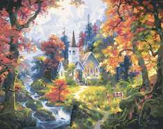 Живопись по номерам Paintboy "Домик у горного ручья" 40x50