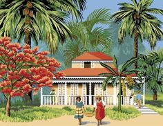 Живопись по номерам Paintboy "Домик в полинезии" 40x50