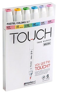 Набор маркеров TOUCH TWIN BRUSH PASTEL 6 шт