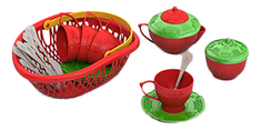 Набор посуды чайный сервиз волшебная хозяюшка, 24 предмета в лукошке Нордпласт