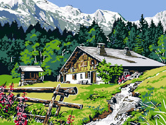 Живопись по номерам Paintboy "Домик в предгорье" 30х40