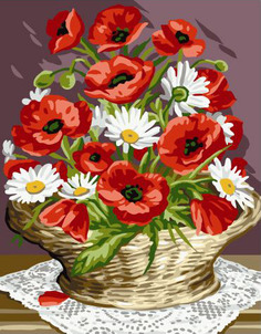 Картина по номерам Paintboy GX 32510 Маки и ромашки в плетеной корзинке 40*50
