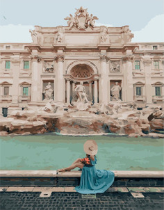 Картина по номерам Paintboy PK 49029 Девушка у фонтана 40*50 Эксклюзив