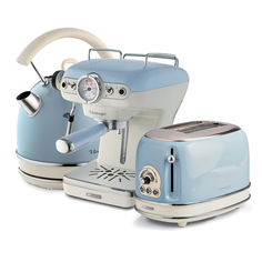 Комплект Ariete Vintage Рожковая кофеварка 1389/05 + тостер 155/15 + чайник 2877/05 Blue