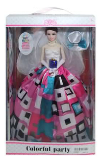 Кукла Shantou Gepai Colorful party в наборе с шляпкой и подарком розовая