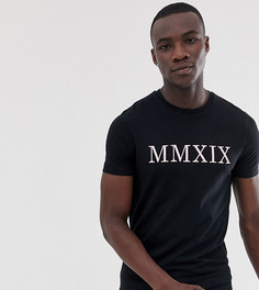Футболка с римскими цифрами ASOS DESIGN Tall-Черный