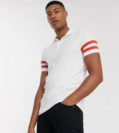 Белая футболка-поло из органического хлопка с полосками на рукавах ASOS DESIGN Tall-Белый