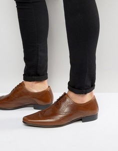 Светло-коричневые оксфордские туфли-броги из кожи ASOS DESIGN-Рыжий