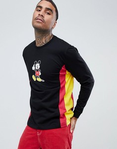Свободный лонгслив со вставками и принтом Микки Мауса ASOS DESIGN-Черный
