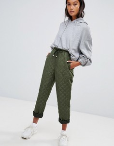 Зеленые стеганые джоггеры ASOS DESIGN-Зеленый