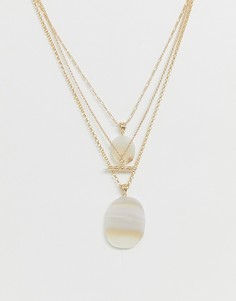 Ярусное ожерелье с подвесками ASOS DESIGN-Золотой