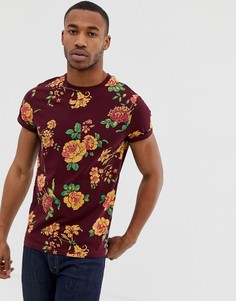 Футболка с цветочным принтом и отворотами на рукавах ASOS DESIGN-Мульти