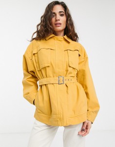 Желтая джинсовая куртка в стиле милитари ASOS DESIGN-Черный